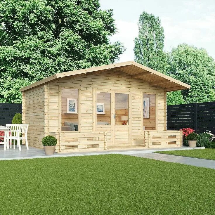 Купить дачный дом цена фото The Silver 5m x 4m Log Cabin with Veranda Summer house garden, Corner summer hou