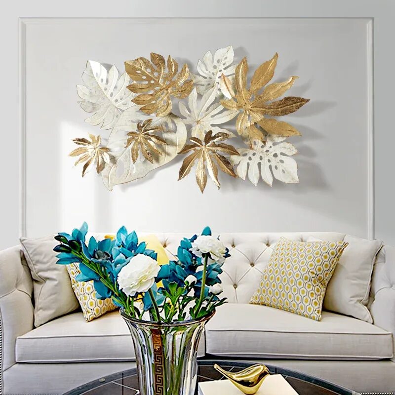 Купить декор на стену для интерьера Nordic Wrought Iron Wall Hanging Leaves Wall Decoration Crafts Home Sofa Backgro