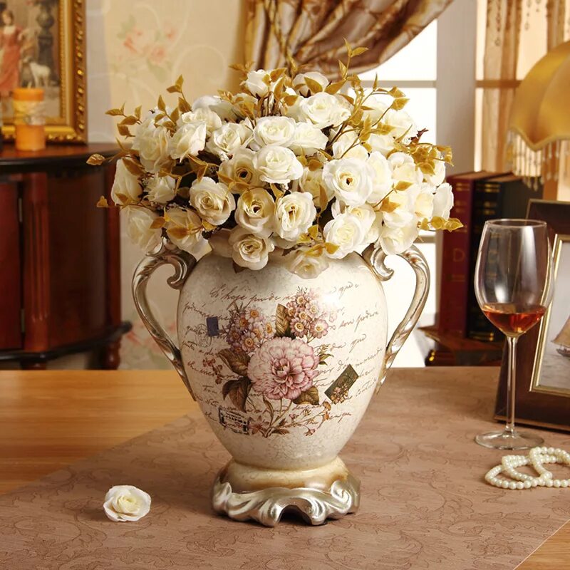 Купить для интерьера цветы в вазе The new living room decoration decoration ceramic vase simple European Home Furn