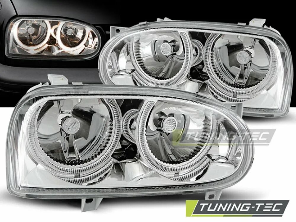 Купить фары гольф 3 тюнинг Купить LPVW01 Передние фары Angel Eyes Chrome от Tuning-Tec на Volkswagen Golf I