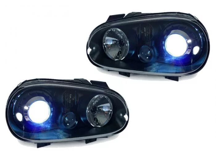 Купить фары гольф 4 тюнинг Тюнинг - комплект линзованных фар с led (светодиоды) без противотуманки внутри х
