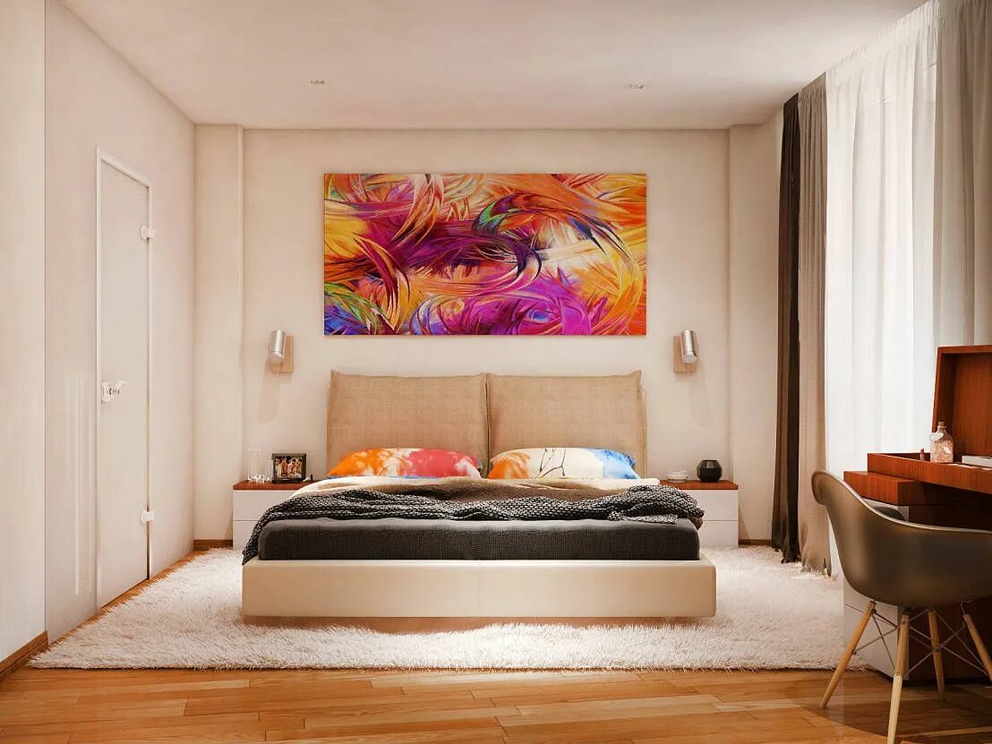 Купить фото над кроватью Recámaras modernas: *10 ideas brillantes! homify ベ ッ ド ル-ム の デ ザ イ ン, モ ダ ン ベ ッ 