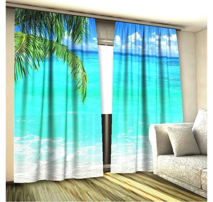 Купить фото штора Купить Фотошторы 3D Море (габардин) в Ивтекс37.рф