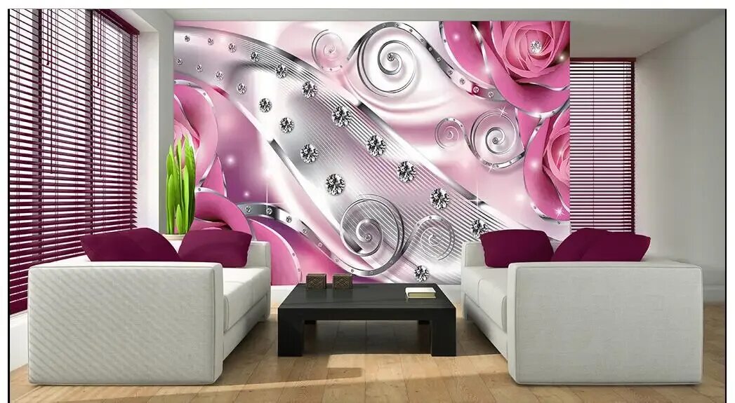 Купить фотообои 3д на стену фото Diamond Line Photography Background Wall Wallpaper Pink Tv - AliExpress