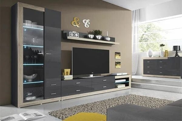 Купить гостиную в минске цены и фото Темная стенка в гостиную купить недорого, доставка - Furnikon Furniture, Home de