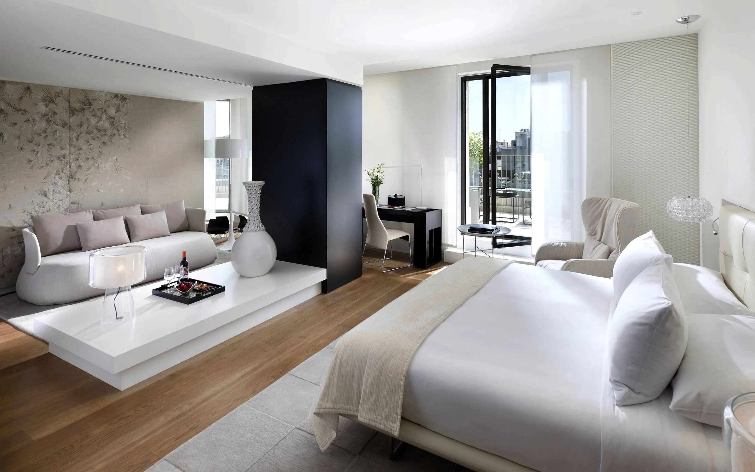Купить интерьер комнаты Wallpaper : room, design, furniture, bed, sofa, comfort, interior 2560x1600 - go