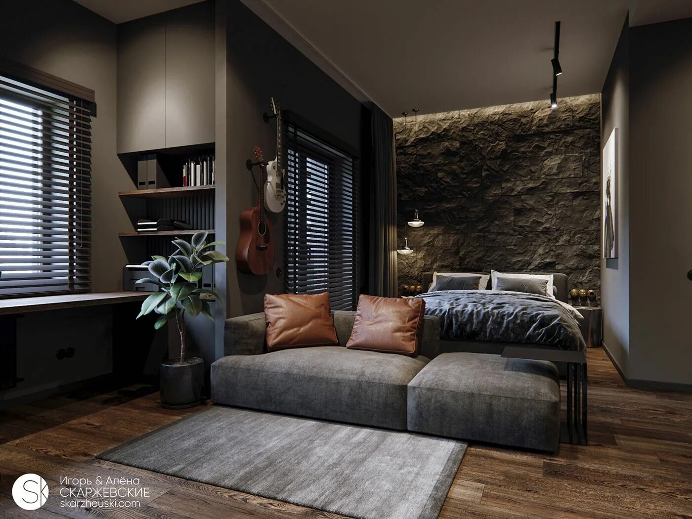 Купить интерьер комнаты ON THE DARK SIDE. Small apartment in Minsk on Behance Luxurious bedrooms, Home i