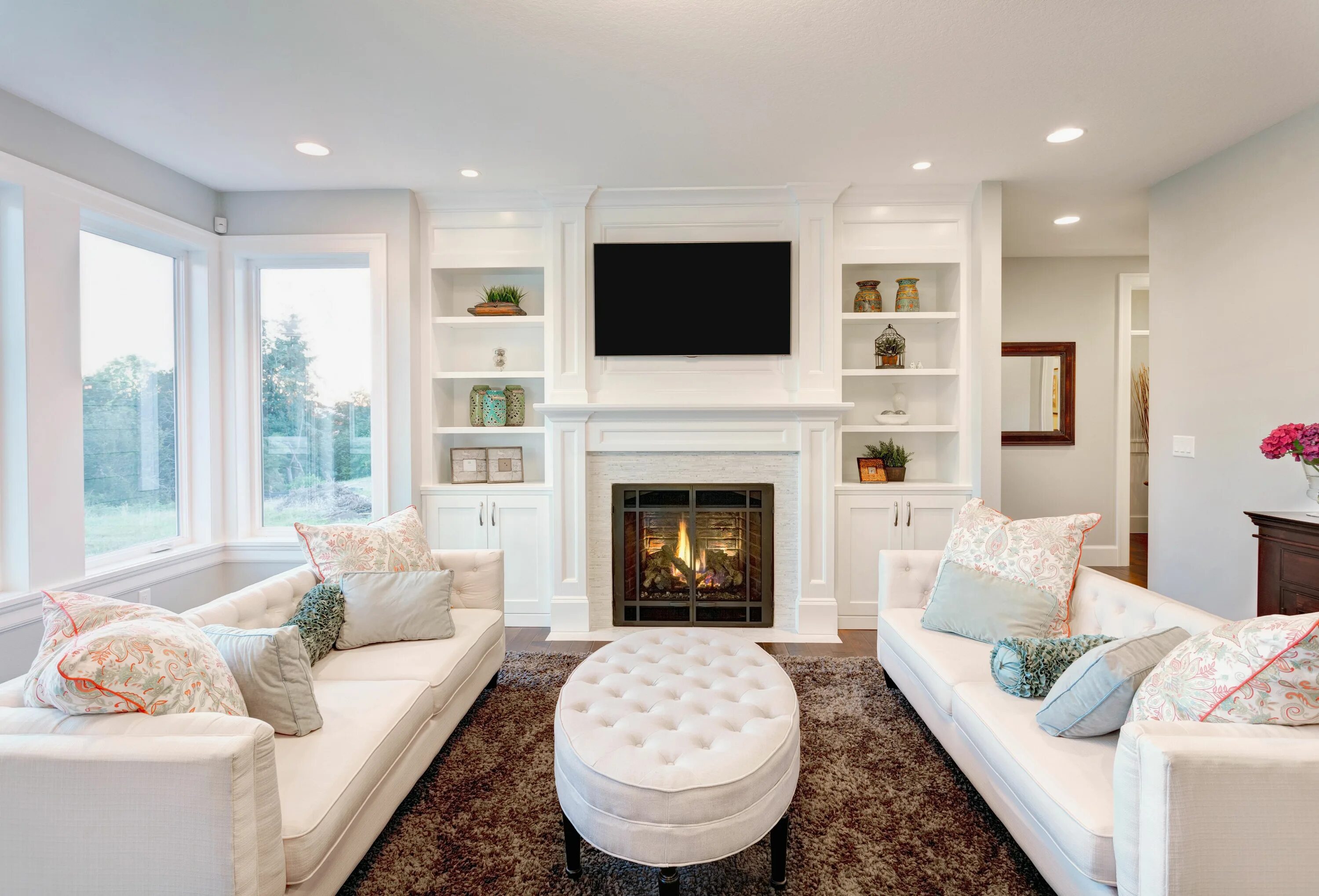 Купить интерьер комнаты Living Room Fireplace built ins, Family room design, Livingroom layout