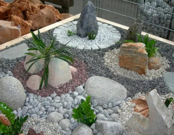 Купить камни для ландшафтного дизайна Jardin ultra moderne avec du gravier décoratif, galets et plantes Rock garden, R