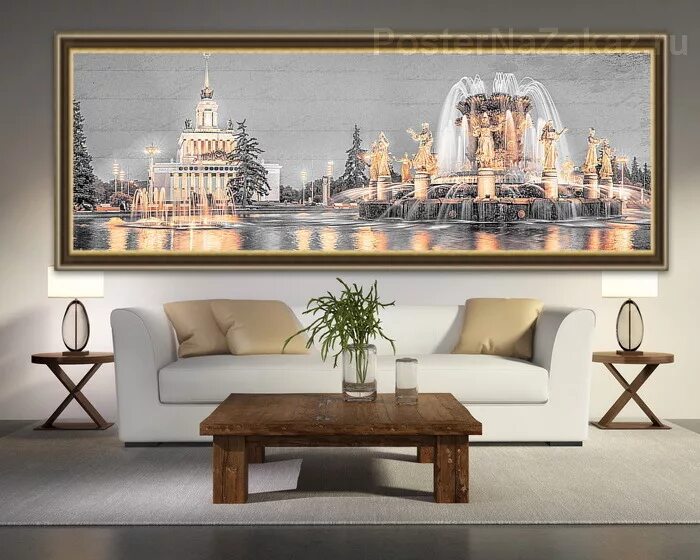 Купить картину для интерьера в москве Модульная картина для интерьера, Модульная картина в интерьере Фонтан "Дружба на
