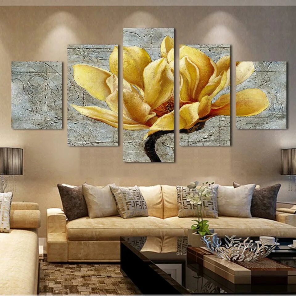 Купить картину в челябинске для интерьера недорого 5 PCS Golden Orchid Best Gift For Home Decor Without Frame Canvas Pictures & Pos