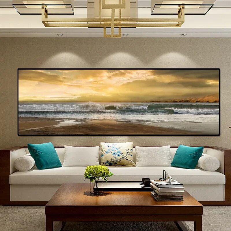 Купить картину в современный интерьер Modern Canvas Painting Beach Framed Canvas Prints Framed Landscape - Modern - Al