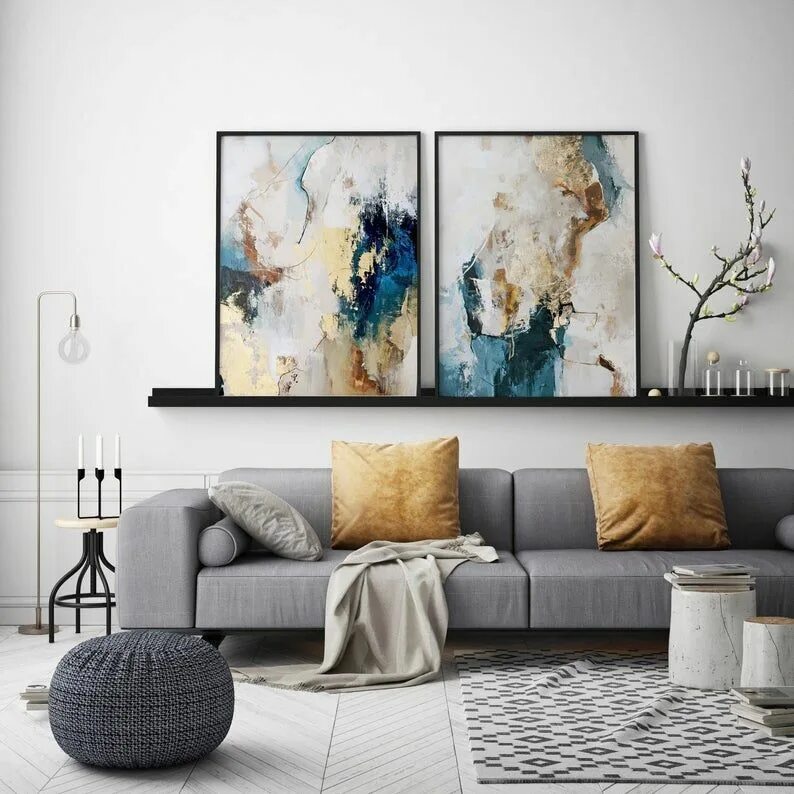 Купить картину в современный интерьер Original Modern Huge Acrylic Abstract Blue Navy Teal Gold - Etsy Ballerina paint