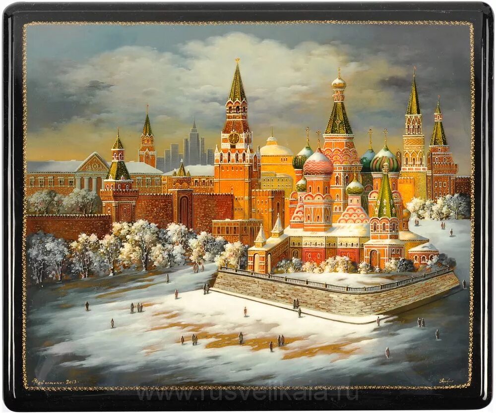 Купить картины фото в 3д московского кремля "Moscow" Fedoskino Russia Пейзажи, Секретные места, Картины кораблей
