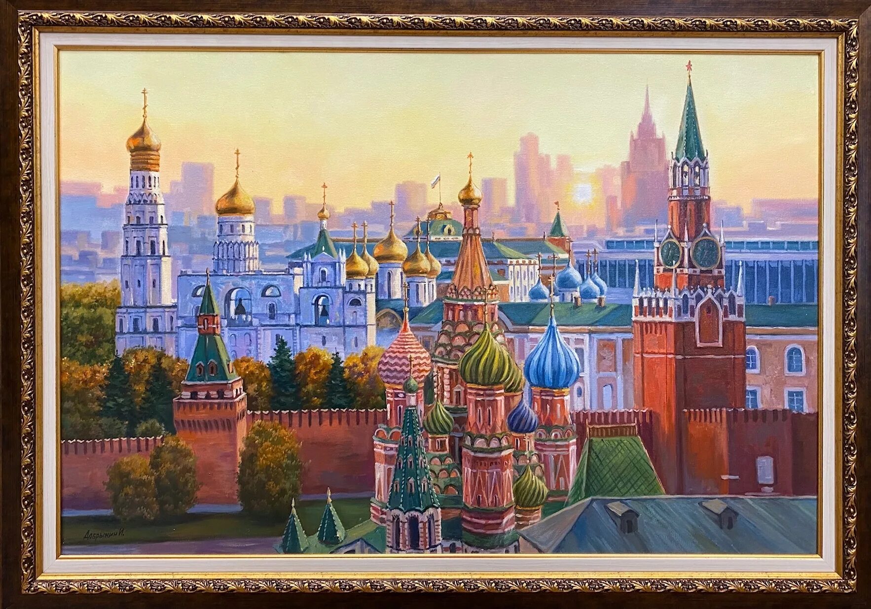 Купить картины фото в 3д московского кремля Картина "Москва. Вид на Кремль". Холст/Масло. Размер 60x90. Автор Добрынин И.Н. 
