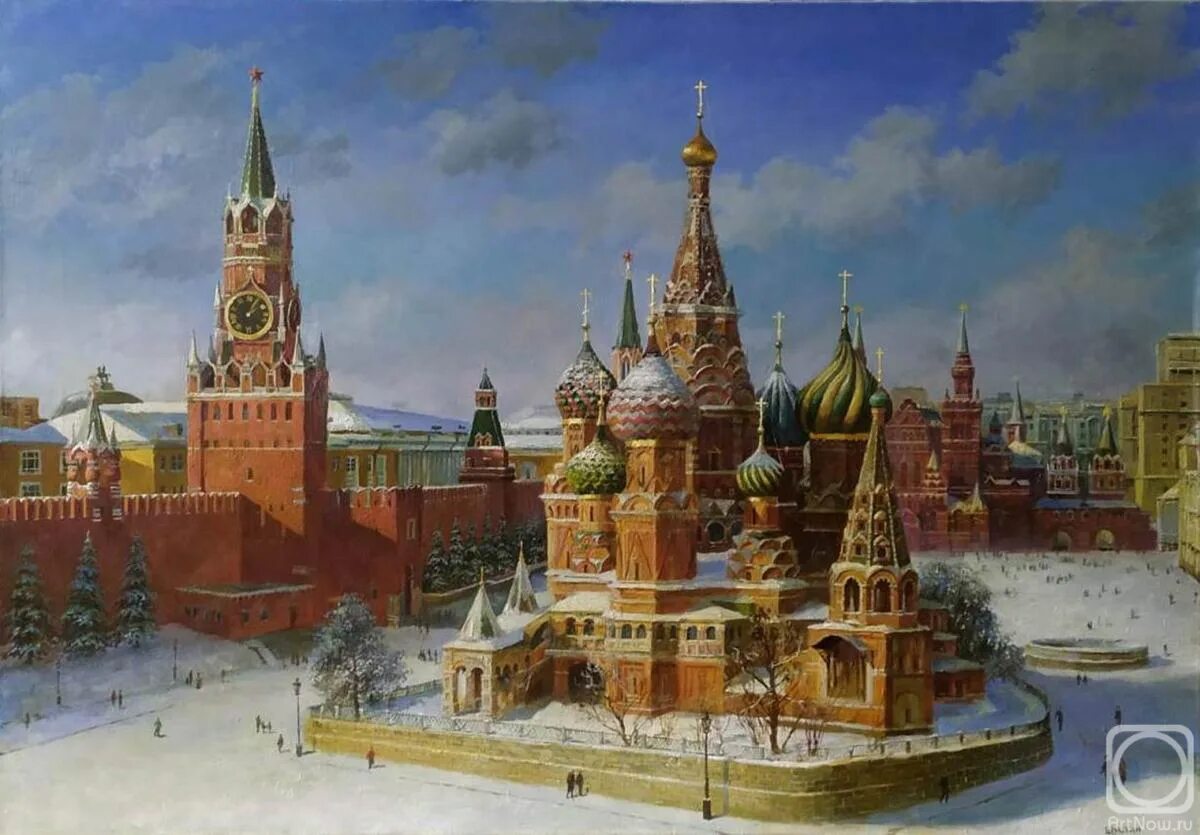 Купить картины фото в 3д московского кремля Москва. Красная площадь" картина Шустина Владимира маслом на холсте - купить на 