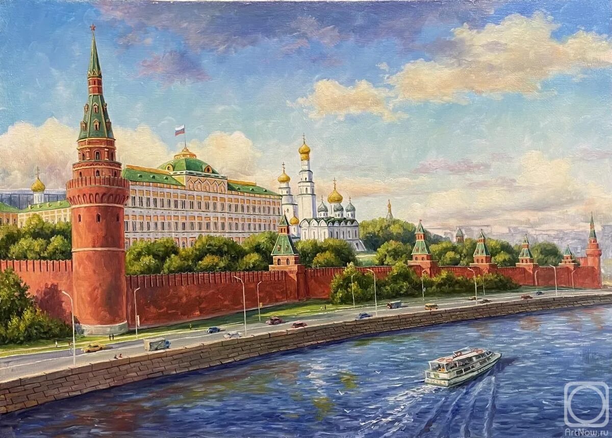 Купить картины фото в 3д московского кремля Набережная Кремля" картина Гайнуллина Фуата маслом на холсте - купить на ArtNow.