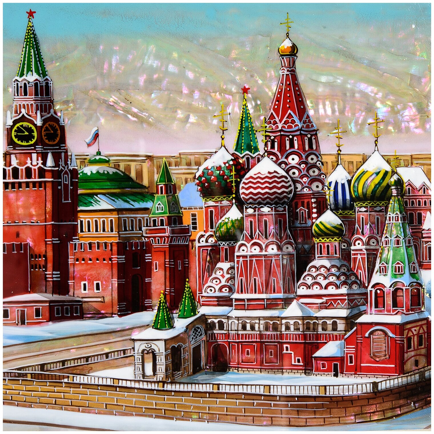 Купить картины фото в 3д московского кремля Картина с перламутром "Москва Кремль" 33 х 40 см - купить в интернет-магазине по