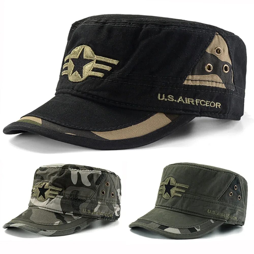 Купить кепи мужскую стиль милитари Baseball Cap Male Camouflage Military Flat Top Sun Sports Casual Hat Hats
