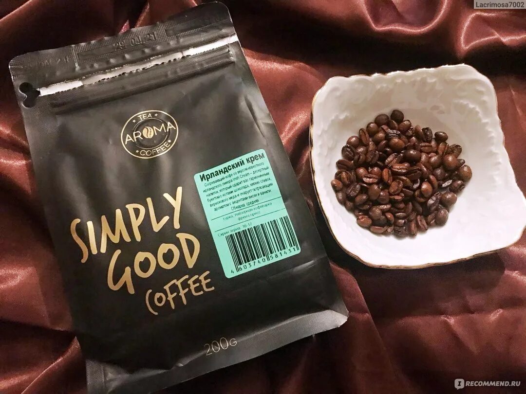 Купить кофе фото Кофе в зёрнах AROMA Simply Good Coffee Ирландский крем - "Ах, этот кофе... благо