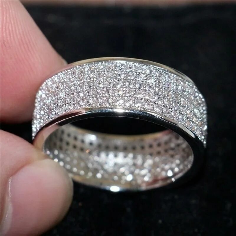 Купить кольцо по фото Silver and Gold Color Women Ring Round Inlaid White Zircon Ring for Women Men En