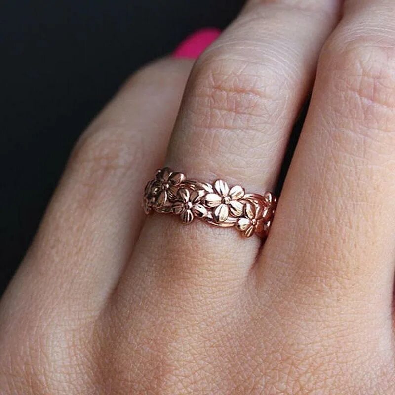 Купить кольцо по фото Floral Ring Lucky Daisy Plum Blossom Cherry Flower Jewelry купить недорого - выг