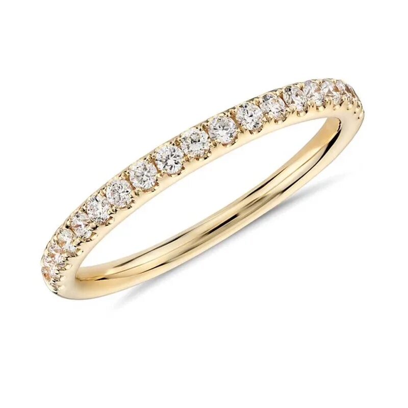 Купить кольцо золотое фото Half Eternity Natural Diamond Mirco Pave Band 1.6mm 14k Yellow Gold Diamond Matc
