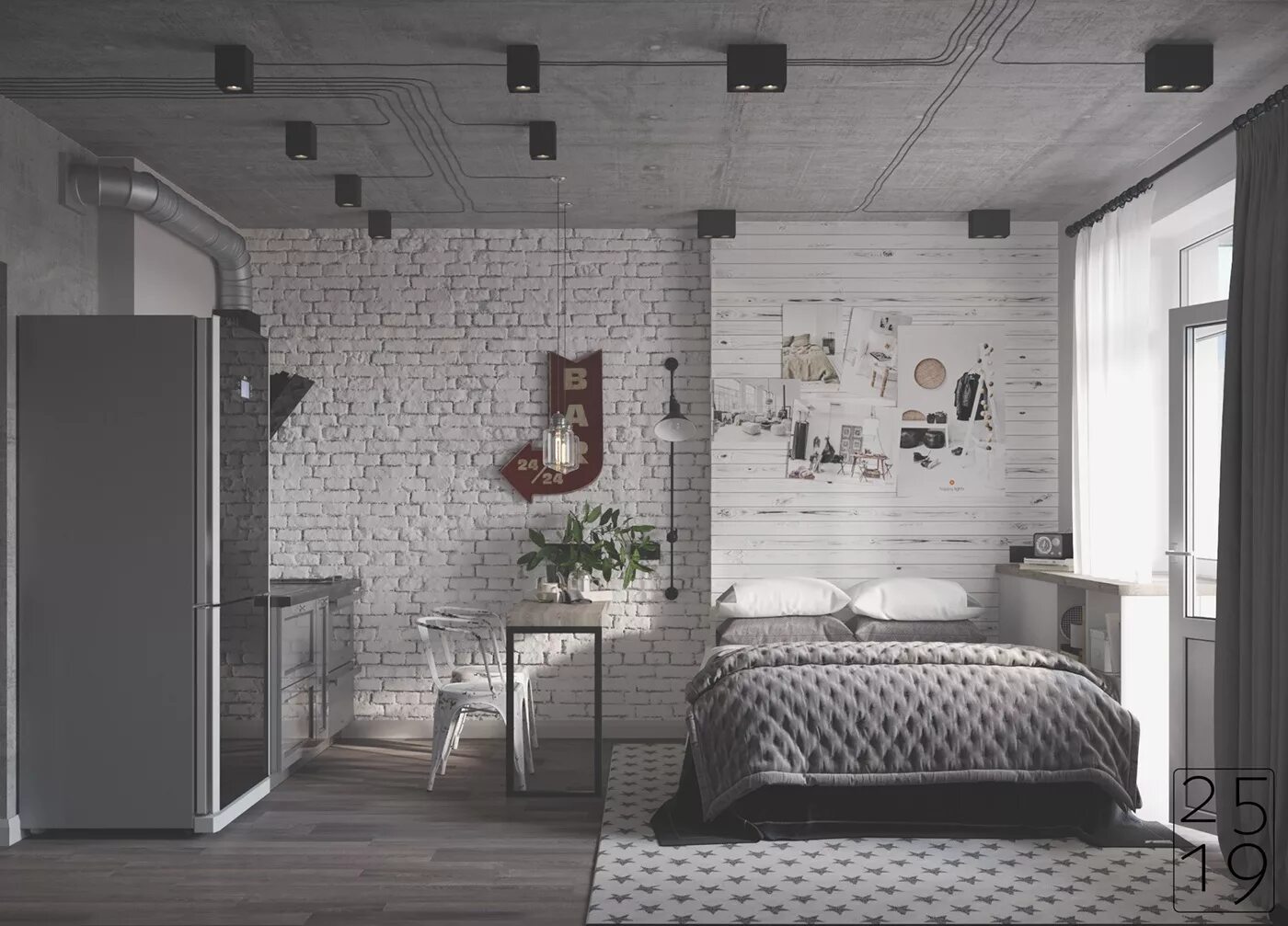 Купить комнату в стиле лофт Apartment in LOFT style на Behance