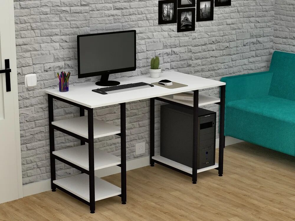 Купить компьютерный стол в стиле лофт ▷ Купить Стол письменный FlashNika Loft СКЛ-2 140 нимфея альба по низкой цене с 