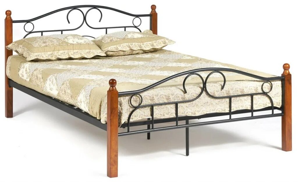 Купить кровать кемерово фото и цены Кровать TetChair AT-808 Wood slat base middle bed red oak / black (дерево гевея,