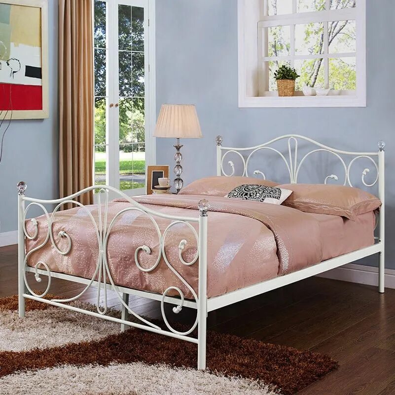 Купить кровать омск фото Классическая кованая кровать Judy 200x200 две спинки