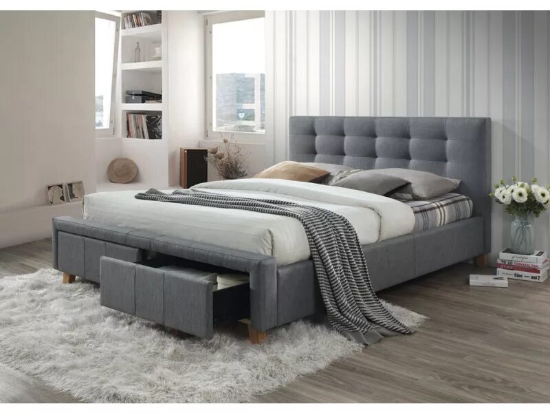 Купить кровать в минске фото Кровать SIGNAL ASCOT, серый / дуб, 160x200, тк. 23 купить в магазине polska-mebe
