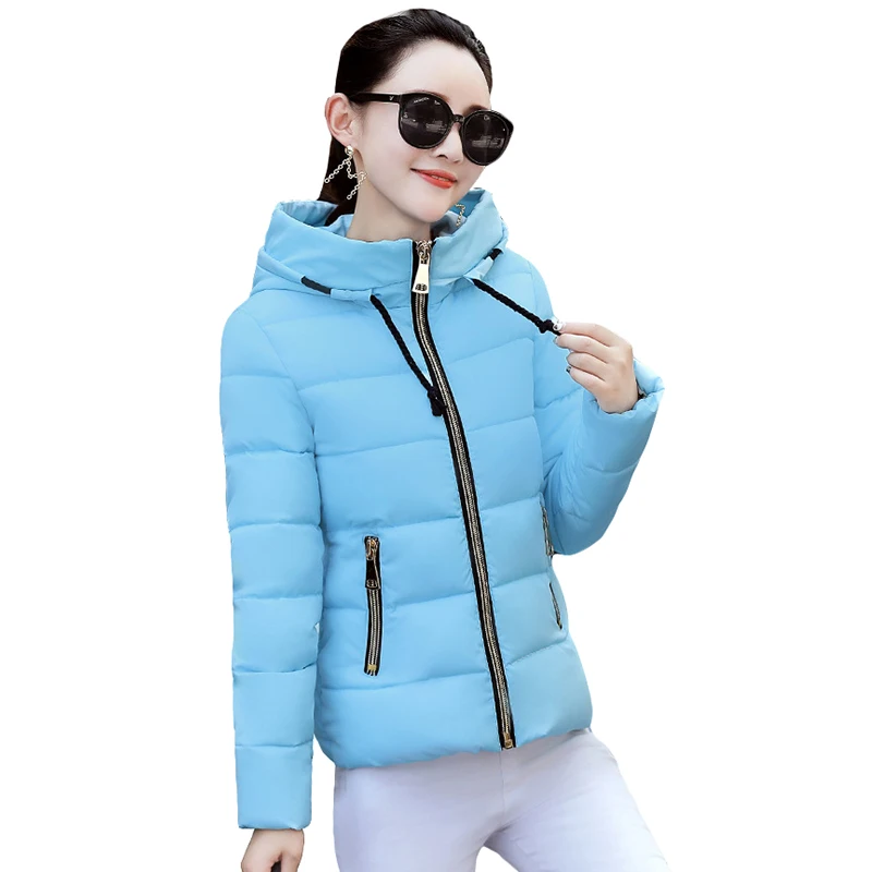 Купить куртку модную 60 женскую 2019 New Candy Color Zipper Warm Winter Jacket Women Down Parkas Thick Hooded Fe