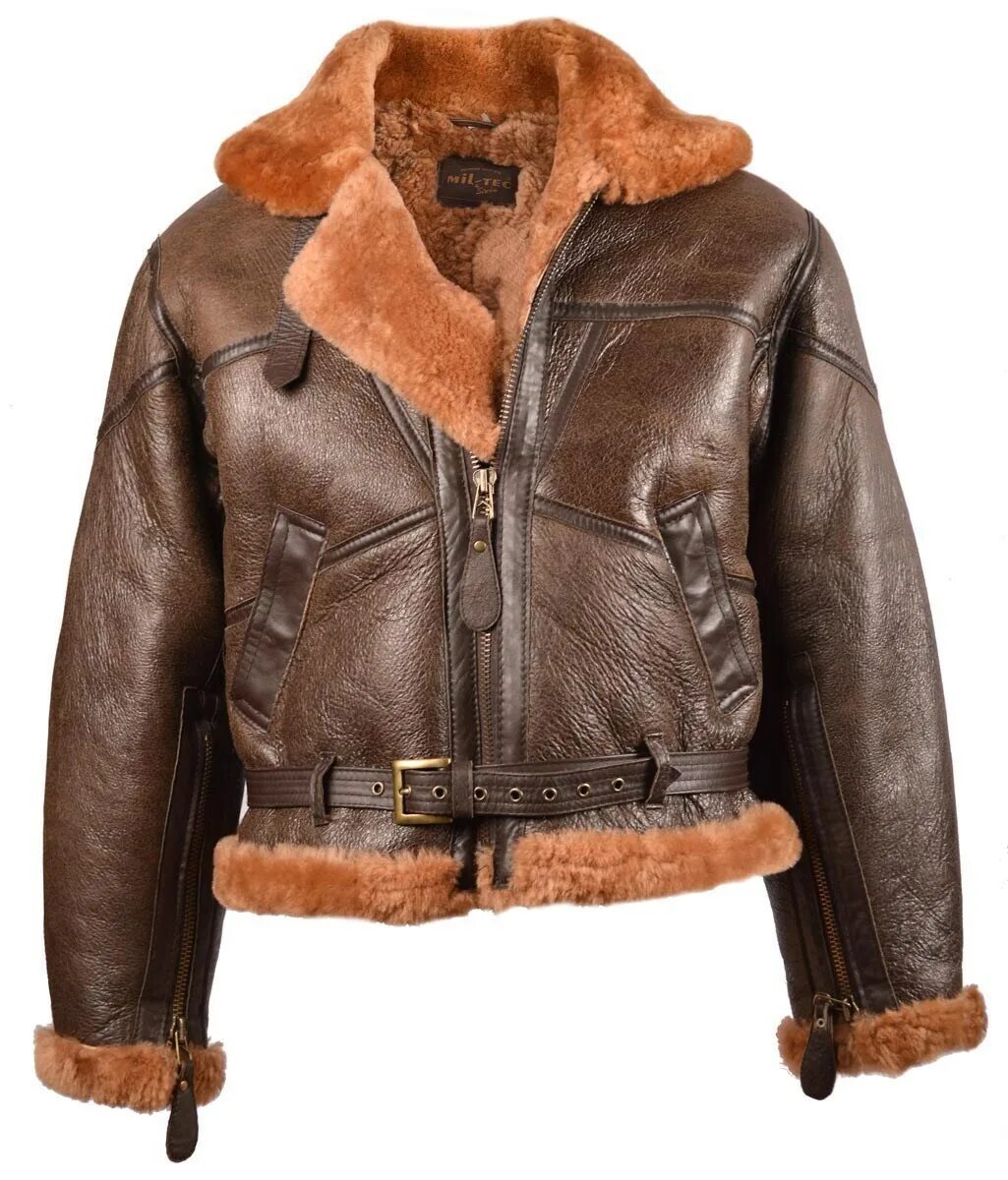 Купить куртку женскую в стиле для летчика Куртка MIL-TEC ® UK leather jacket with collar RAF BOMBER BROWN