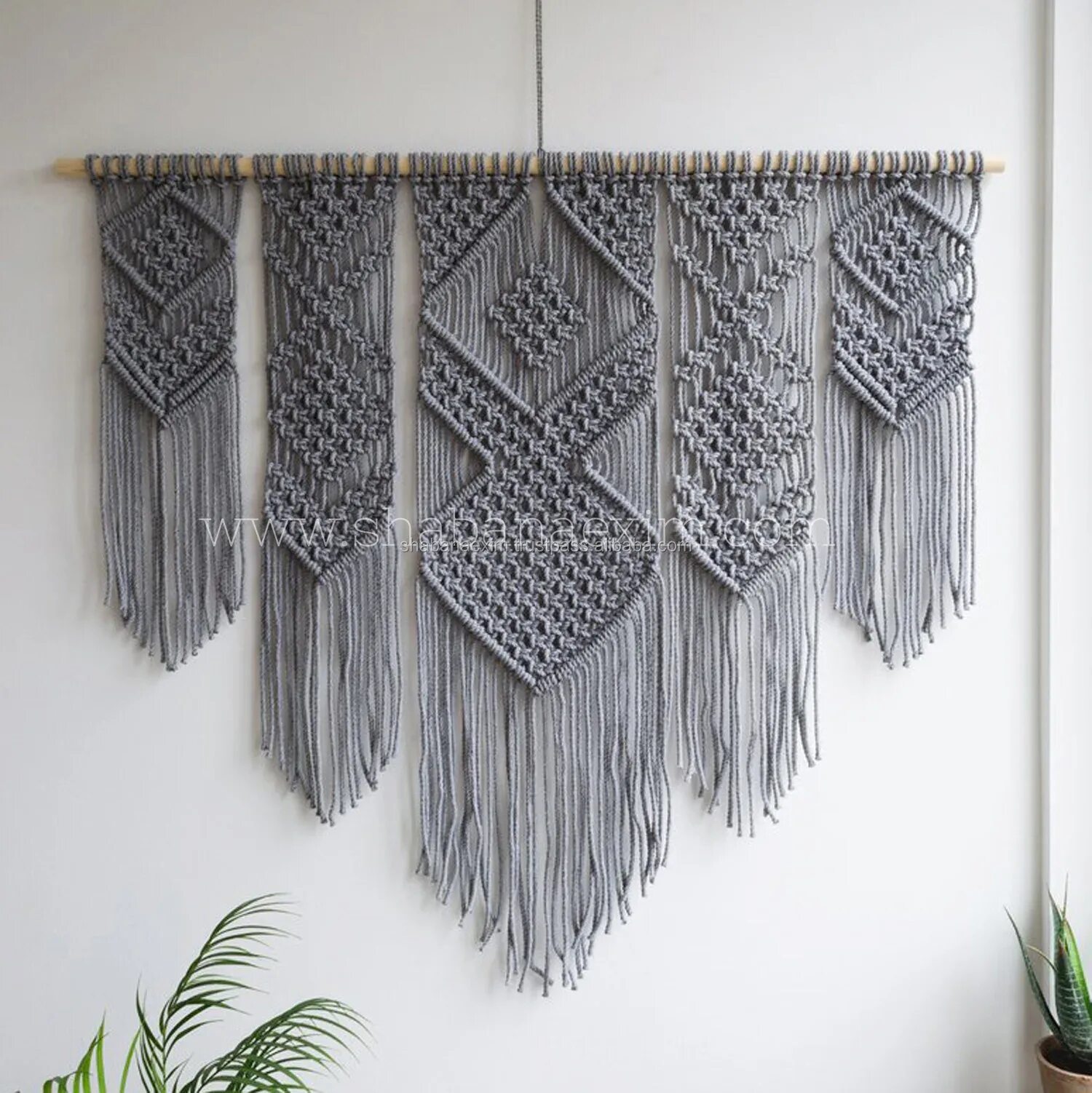 Купить макраме панно на стену для интерьера Extra Large Modern Macrame Wall Hanging Decorative Blue Macrame Boho Chic Decor 