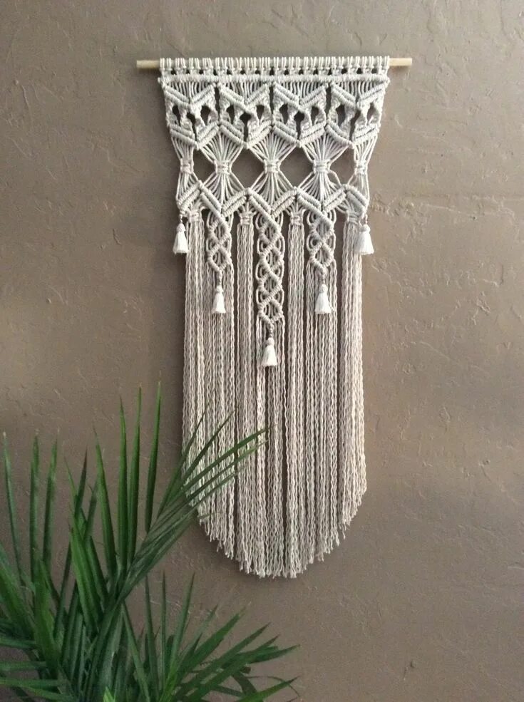 Купить макраме панно на стену для интерьера Macrame Wall Hanging with Tassels, Woven Wall Hangings, Bohemian Decor, Macrame 