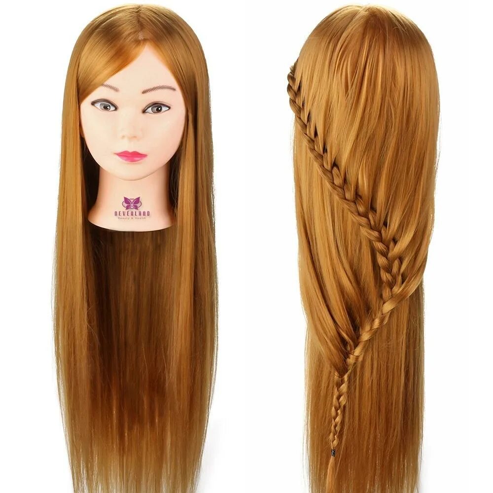 Купить манекен волосы для причесок 30 Inch Brown Long Hair Cutting Braiding Practice Mannequin Dummy Head Hairstyle