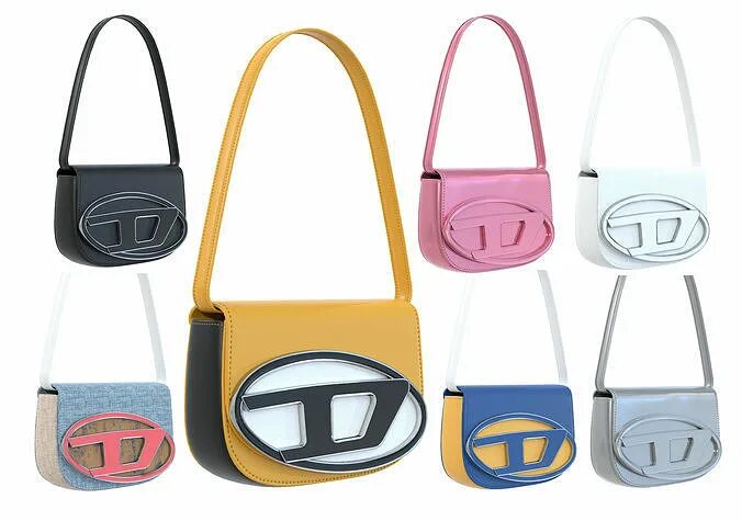 Купить мини сумочку 3D Model Collection Diesel 1DR logo-plaque Bag VR / AR / low-poly CGTrader
