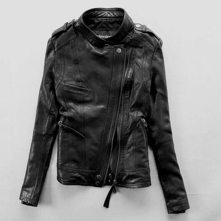 Купить модную кожаную куртку 2019 New Shearling Sheepskin Coats Women Thick Suede Jackets Women Autumn Winter