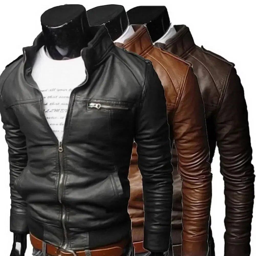 Купить модную кожаную куртку Купить Куртка Fit Coat Streetwear Cool Men Fashion Leather Mens Winter Jackets J
