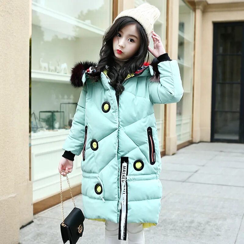 Купить модную куртку девочке 2019 New kids Winter Children's cotton Outerwear&Coats children printed girls co