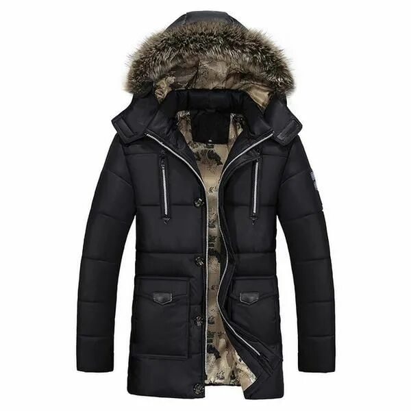 Купить модную мужскую куртку зима Parkas Men Brand Clothing Fashion Winter Jacket Men Thermal Hooded Thicken Coat 