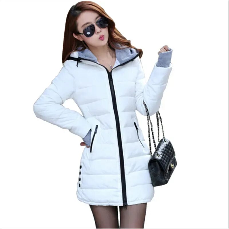 Купить модную недорогую куртку женскую Women's cotton-padded jacket 2019 winter medium-long down cotton plus size jacke