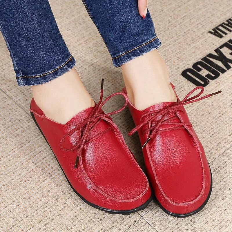 Купить модную обувь женскую в интернет магазине Big Size Women Loafers Soft Genuine Leather Driving Shoes Moccasins - Joom интер