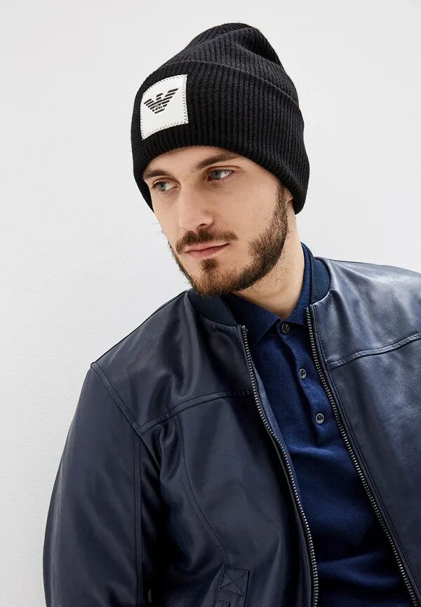 Купить модную шапку мужскую Шапку emporio armani с пайетками (черный) купить в интернет-магазине онлайн с до