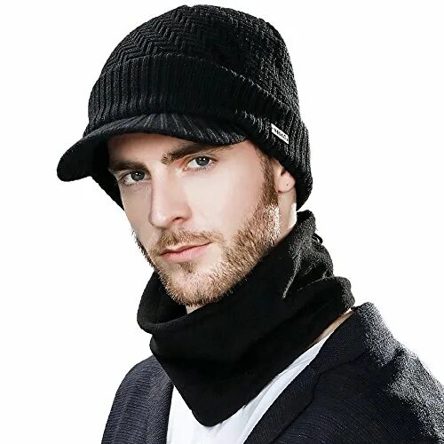 Купить модную шапку мужскую Купить мужские вязаные шапки Siggi Dicke warme Wolle gestrickte Beanie Mütze mit