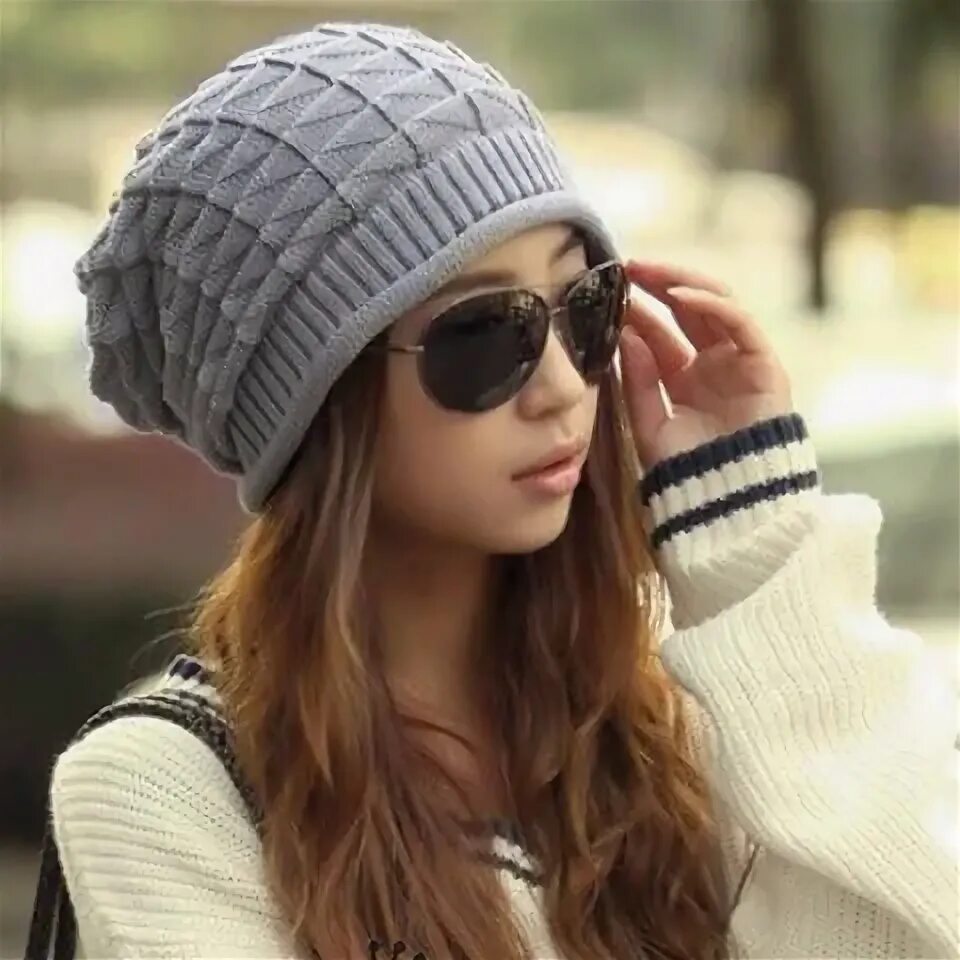 Купить модную вязаную шапку женскую New Arrival Fashion Handmade Knitting Hats Female Winter Warm Crochet Caps Skull