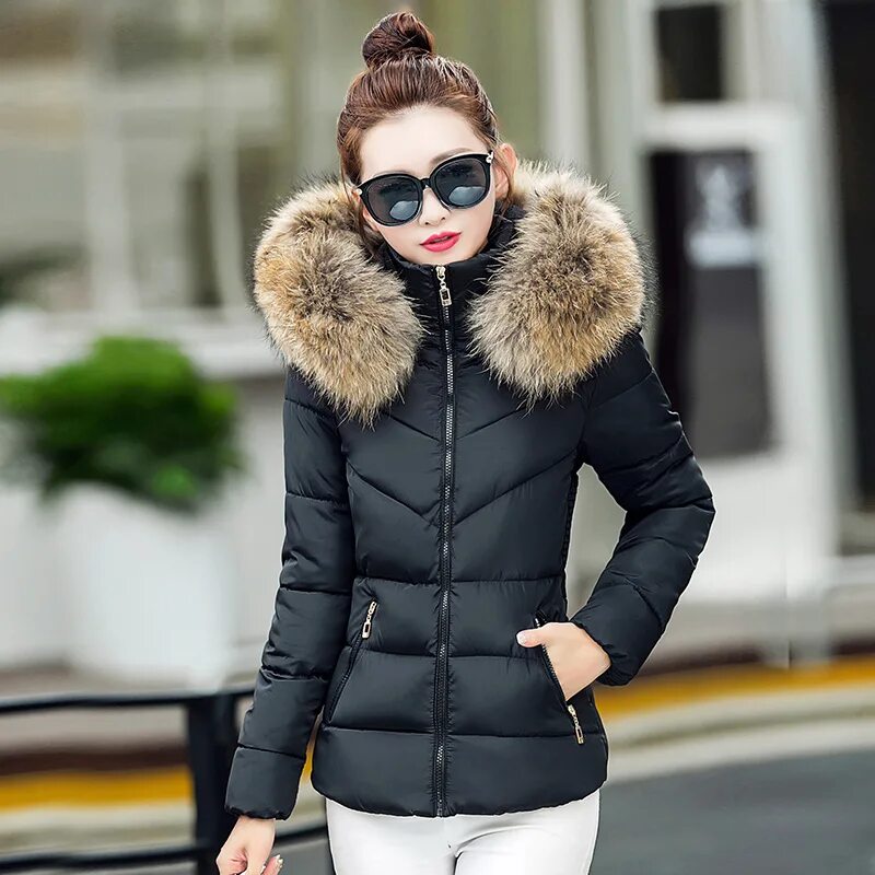 Купить модную женскую куртку на зиму KUYOMENS 2018 raccoon fur collar parka down cotton jacket Winter Jacket Women th