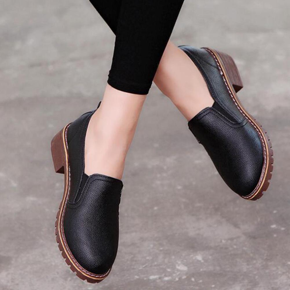 Купить модную женскую обувь 2019 Women Leather shoes Women's Casual Low Heel Leather Shoes casual slip-on sh