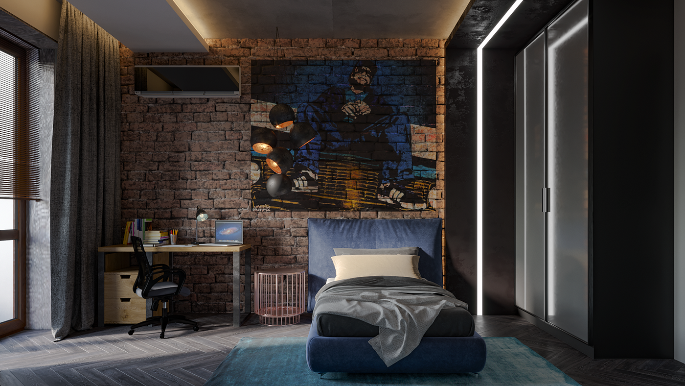 Купить молодежную спальню стиле лофт гомель Boy bedroom in Loft style (2) Images :: Behance